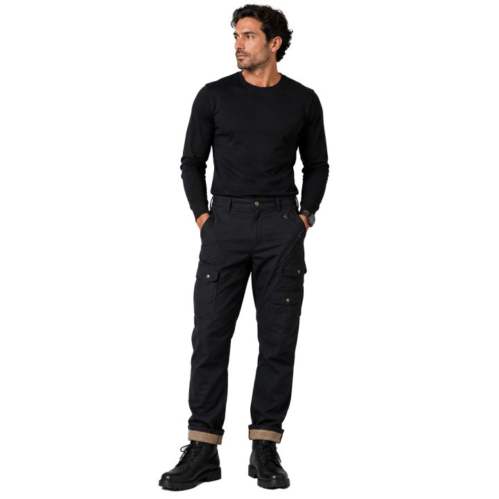 Pantalone pantaloni uomo pesca caccia sfoderato zip verde mimetico blu bosco