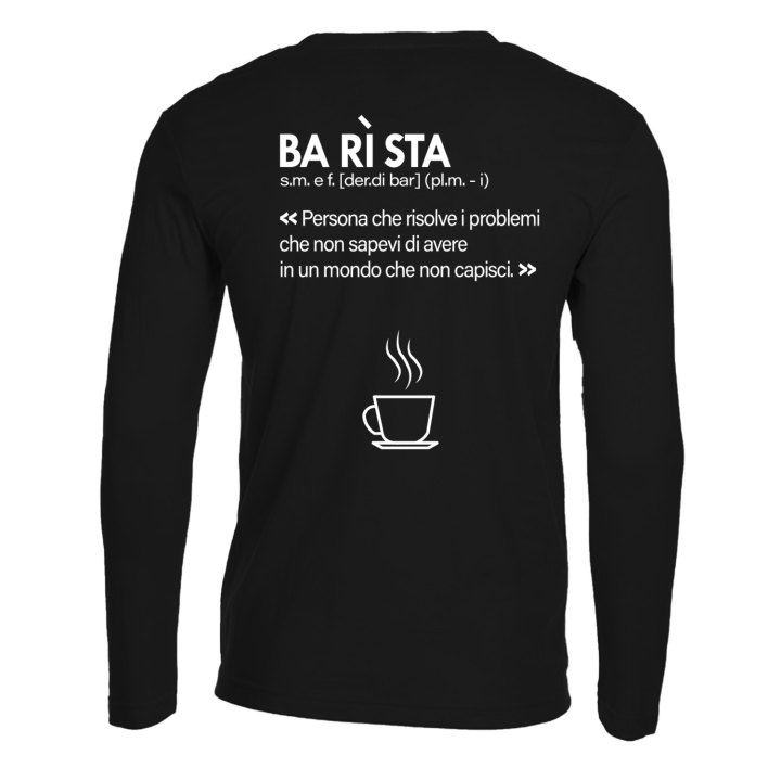 T-shirt maglia  manica lunga con stampa ITALIAN ESPRESSO bar barista caffetteria idea regalo uomo donna