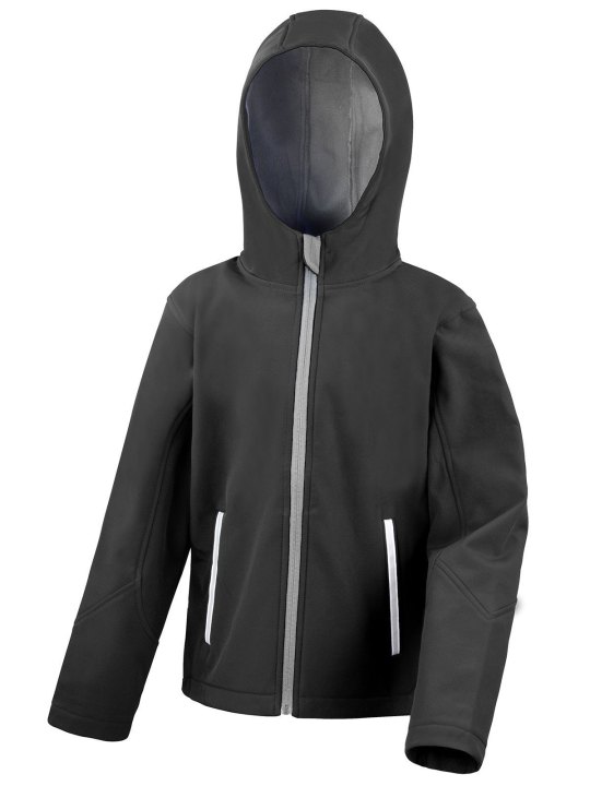 Junior Hooded Soft Shell Jacket Giacca Softshell Junior con Cappuccio Impermeabile e Antivento