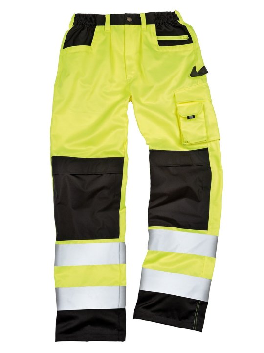 Pantaloni Cargo Alta Visibilita' Multitasche con Bande Riflettenti