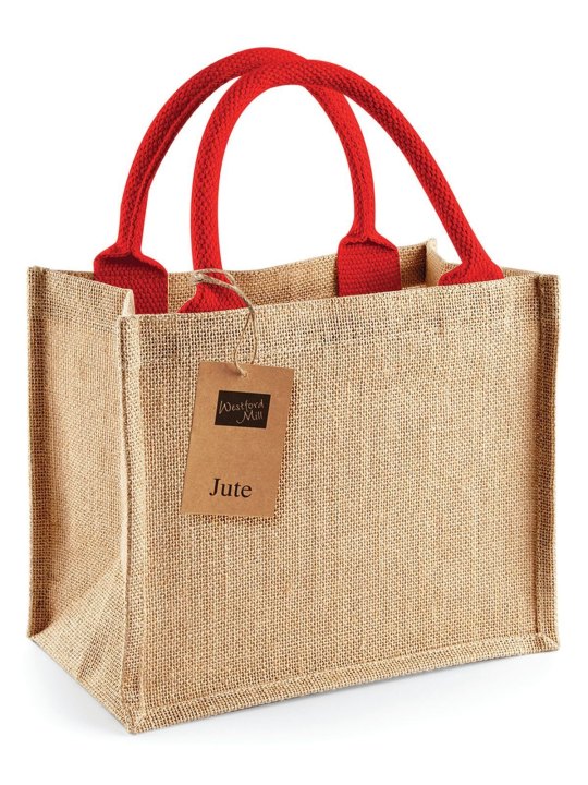 Mini Shopper Multiuso in Juta con Manici in Cotone Personalizzabile