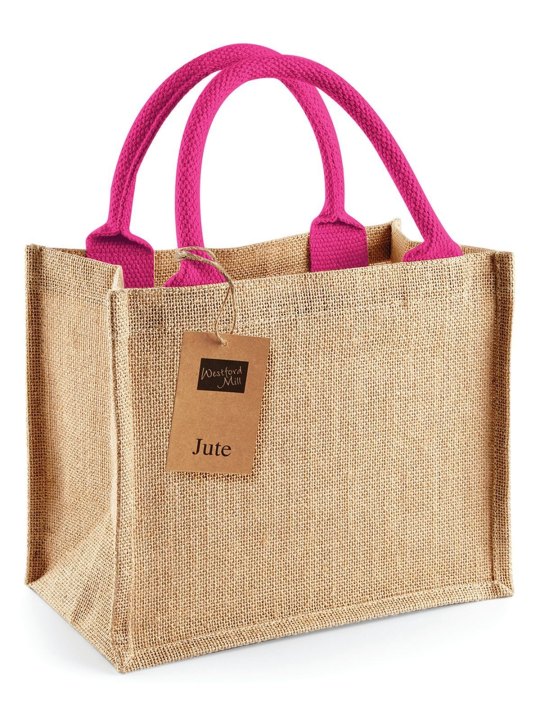 Mini Shopper Multiuso in Juta con Manici in Cotone Personalizzabile