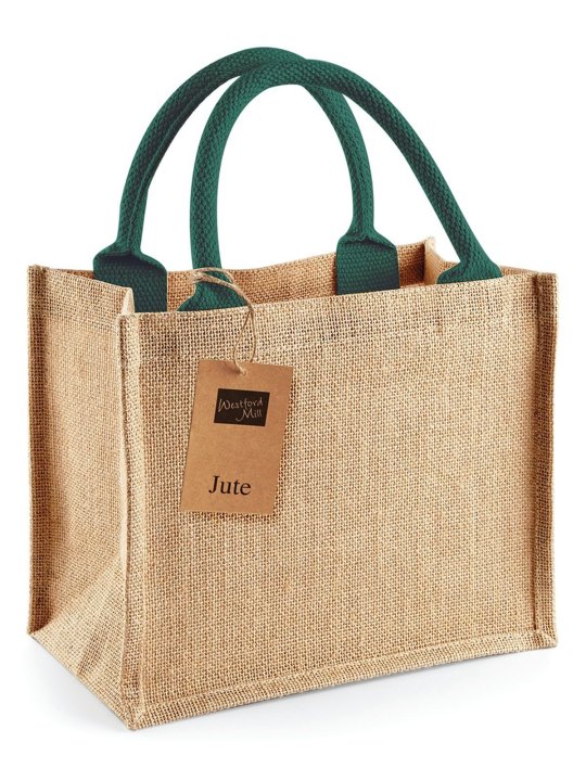 Mini Shopper Multiuso in Juta con Manici in Cotone Personalizzabile