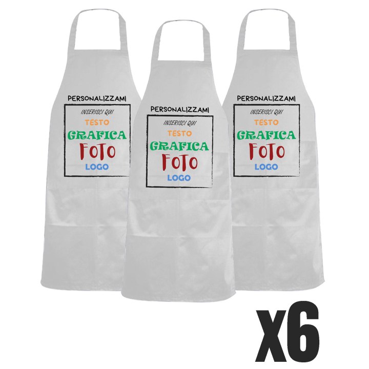 Kit 6 Grembiuli Professionali Personalizzabili Fratelliditalia - Paravanti Regular Fit Traspiranti con Tasca - Made in Italy