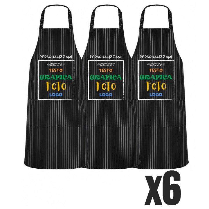 Kit 6 Grembiuli Professionali Personalizzabili Fratelliditalia - Paravanti Regular Fit Traspiranti con Tasca - Made in Italy